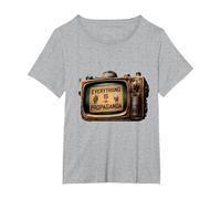 Todo es Propaganda Vintage TV Camiseta, Mujer Tallas Grandes, Gris Jaspeado, 1XL Grande