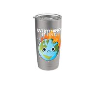 TODO ESTÁ BIEN Triste Día de la Tierra Meme Planeta en llamas Vaso térmico de acero inoxidable de doble pared