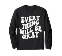 Todo estará Bien Estética Positiva Cara Feliz Manga Larga