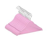 TODO HOGAR Percha Infantil Color Rosa (Pack de 12 Y 21 Und) Hechas en Madera de Arce con Muescas Antideslizantes y Gancho Giratorio 360° de 30 cm