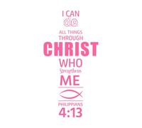 Todo lo puedo en Cristo que me fortalece. Calcomanías de pared 47.6x92.5cm Pegatinas para vidrio Rosa