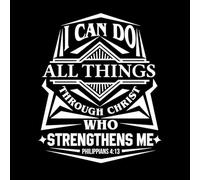 Todo lo puedo en Cristo que me fortalece. Calcomanías de pared 49.2x59.8cm Decoración de carrocerías Blanco