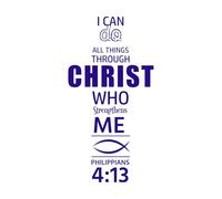 Todo lo puedo en Cristo que me fortalece. Calcomanías de pared 54.4x105.8cm Pintura mural artística Azul oscuro