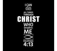 Todo lo puedo en Cristo que me fortalece. Calcomanías de tallado fino 47.6x92.5cm Decoración artística Blanco