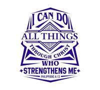 Todo lo puedo en Cristo que me fortalece. Calcomanías de tallado fino 65.6x79.7cm Impermeable Azul oscuro