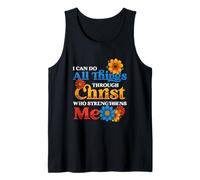 Todo lo puedo en Cristo, quien me fortalece Floral Camiseta sin Mangas