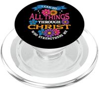 Todo lo puedo en Cristo, quien me fortalece Floral PopSockets PopGrip para MagSafe