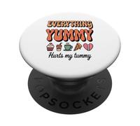 Todo lo Que Amo me Hace daño al estómago Amantes de la comid PopSockets PopGrip Adhesivo