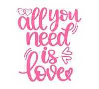 Todo lo que necesitas es amor, corazón, sé mío, día de San Valentín, amor, vacaciones. Calcomanías de pared de vinilo 54.6x63.8cm No daña la superficie de la pared Rosa