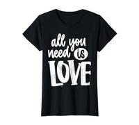 Todo lo Que Necesitas es Amor: Mensaje Positivo Inspirador Camiseta gráfica económica, Mujer, Negro, XL