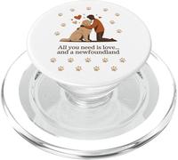 Todo lo Que Necesitas es Amor y Terranova - Hombre & Abrazo de Newfie PopSockets PopGrip para MagSafe