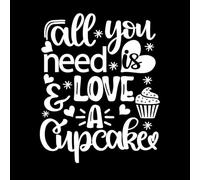 Todo lo que necesitas es amor y un cupcake con forma de corazón. Día de San Valentín. El amor es mío. Vacaciones. Calcomanías de pared de vinilo 65.6x81.9cm No daña la superficie de la pared Blanco