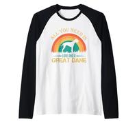 Todo lo que necesitas es amor y una silueta retro danesa de gran danés Camiseta Manga Raglan