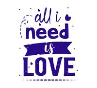 Todo lo que necesito es amor, citas motivacionales Calcomanías de pared de vinilo 41x50.8cm Fácil instalación Azul oscuro