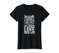Todo lo Que Necesito es Amor de mi Gato Persa Camiseta gráfica económica, Mujer, Negro, M