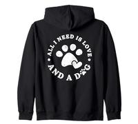 Todo lo que necesito es amor y un perro, divertida mascota con forma de corazón Sudadera con Capucha