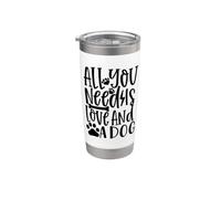 Todo lo que necesito es amor y un perro divertido amante de las mascotas Vaso térmico de acero inoxidable de doble pared