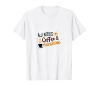 Todo lo Que Necesito es café & Amante de la mañana del Sol Camiseta, Hombre, Blanco, XL