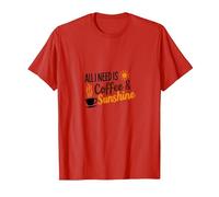 Todo lo Que Necesito es café & Amante de la mañana del Sol Camiseta, Hombre, Rojo, XL