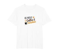 Todo lo Que Necesito es café & Amante de la mañana del Sol Camiseta, Hombre Tallas Grandes, Blanco, 3X Alto