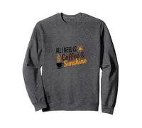Todo lo Que Necesito es café & Amante de la mañana del Sol Sudadera, Unisex para Adultos, Jaspeado Oscuro, XL