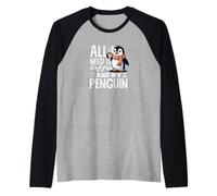 Todo lo Que Necesito es café y mi café Penguin Cute Penguin Camiseta Manga Raglan