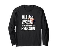 Todo lo Que Necesito es café y mi café Penguin Cute Penguin Manga Larga