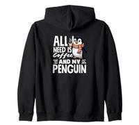 Todo lo Que Necesito es café y mi café Penguin Cute Penguin Sudadera con Capucha