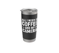 Todo lo que necesito es café y mi cámara Vaso térmico de acero inoxidable de doble pared