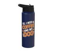 Todo lo que necesito es café y mi perro, divertido café para amantes de los perros Stainless Steel Insulated Water Bottle