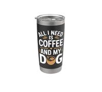 Todo lo que necesito es café y mi perro Vaso térmico de acero inoxidable de doble pared