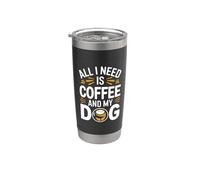 Todo lo que necesito es café y mi perro Vaso térmico de acero inoxidable de doble pared