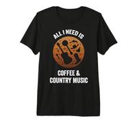 Todo lo Que Necesito es café y música Country | Vintage Western Camiseta Premium