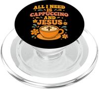 Todo lo Que Necesito es Capuchino y Jesús - Funny Christian PopSockets PopGrip para MagSafe