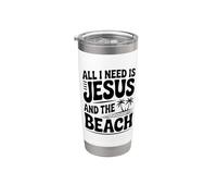 Todo lo que necesito es Jesús y la playa Vaso térmico de acero inoxidable de doble pared
