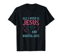 Todo lo que necesito es Jesús y las artes marciales, neón vintage Camiseta