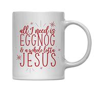 Todo Lo Que Necesito Es Ponche De Huevo Y Mucho Jesús Tazas De Cerámica Único Tazas De Desayuno Divertido Taza De Café Para Escuela Bebidas Frías Y Calientes Hogar 330Ml