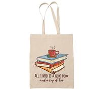 Todo lo que necesito es un buen libro Tote Bag Todo lo que necesito es un buen libro y una taza de bolsa de compras de té, Colorido