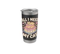 Todo lo que necesito es un lindo amante de los gatos de Cake and My Cat Vaso térmico de acero inoxidable de doble pared
