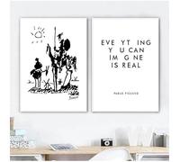 Todo lo que puedas imaginar es real. Impresión en lienzo de arte de Pablo Picasso, póster de Don Quijote, imagen de pared, decoración moderna para el hogar (30 x 40 cm/2 piezas sin marco).