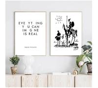 Todo lo que puedas imaginar es real. Pinturas en lienzo de Pablo Picasso, póster de Don Quijote, imagen de pared para decoración del hogar (60 x 80 cm, 2 piezas sin marco).