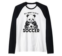 Todo lo Que Quiero Hacer en Panda Soccer es Cute Bear Player Camiseta Manga Raglan