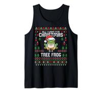 Todo lo Que Quiero para Christmas Tree Frog, suéter navideño con Forma de Rana Camiseta sin Mangas