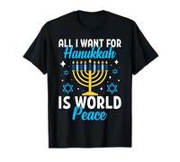 Todo lo que quiero para Hanukkah es la paz mundial Judía Janucá Adulto Camiseta