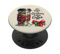 Todo lo Que Quiero para Navidad es café PopSockets PopGrip Adhesivo