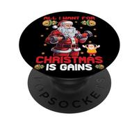 Todo lo Que Quiero para Navidad es Gains Santa PopSockets PopGrip Adhesivo