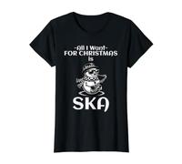 Todo lo Que Quiero para Navidad es Ska Camiseta gráfica económica, Mujer, Negro, L