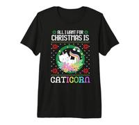 Todo lo Que Quiero para Navidad es un Gato Unicornio, un caticornio, una Navidad FEA Camiseta Premium