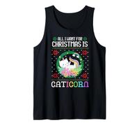 Todo lo Que Quiero para Navidad es un Gato Unicornio, un caticornio, una Navidad FEA Camiseta sin Mangas