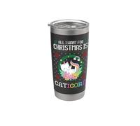 Todo lo que quiero para Navidad es un gato unicornio, un caticornio, una Navidad fea Vaso térmico de acero inoxidable de doble pared